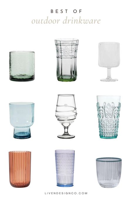 Outdoor drinkware. Outdoor drinking glasses. Acrylic drinking glasses. Outdoor dining. Acrylic wine glasses. Stemless wine glasses. Goblets. Colored glassware. 

#LTKSeasonal #LTKHome #LTKFindsUnder50