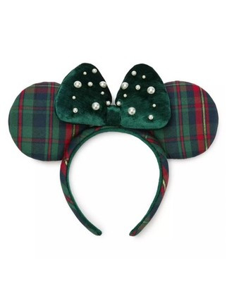 Disney Minnie Mouse Holiday Plaid Ear Headband w/ Pearls NWT's Christmas 2025 | eBay US