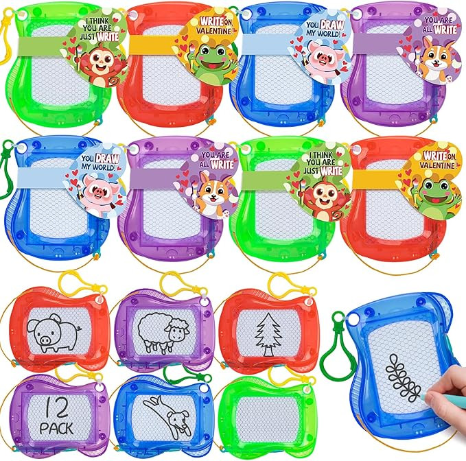Valentines Cards for Kids Classroom, 12 Pack Magnetic Drawing Board with Valentine Cards, Valenti... | Amazon (US)