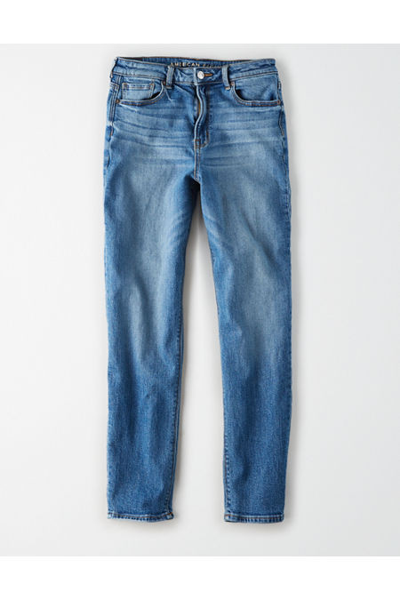 AE Stretch Mom Jean Women's Monaco Blue 22 Regular | American Eagle Outfitters (US & CA)