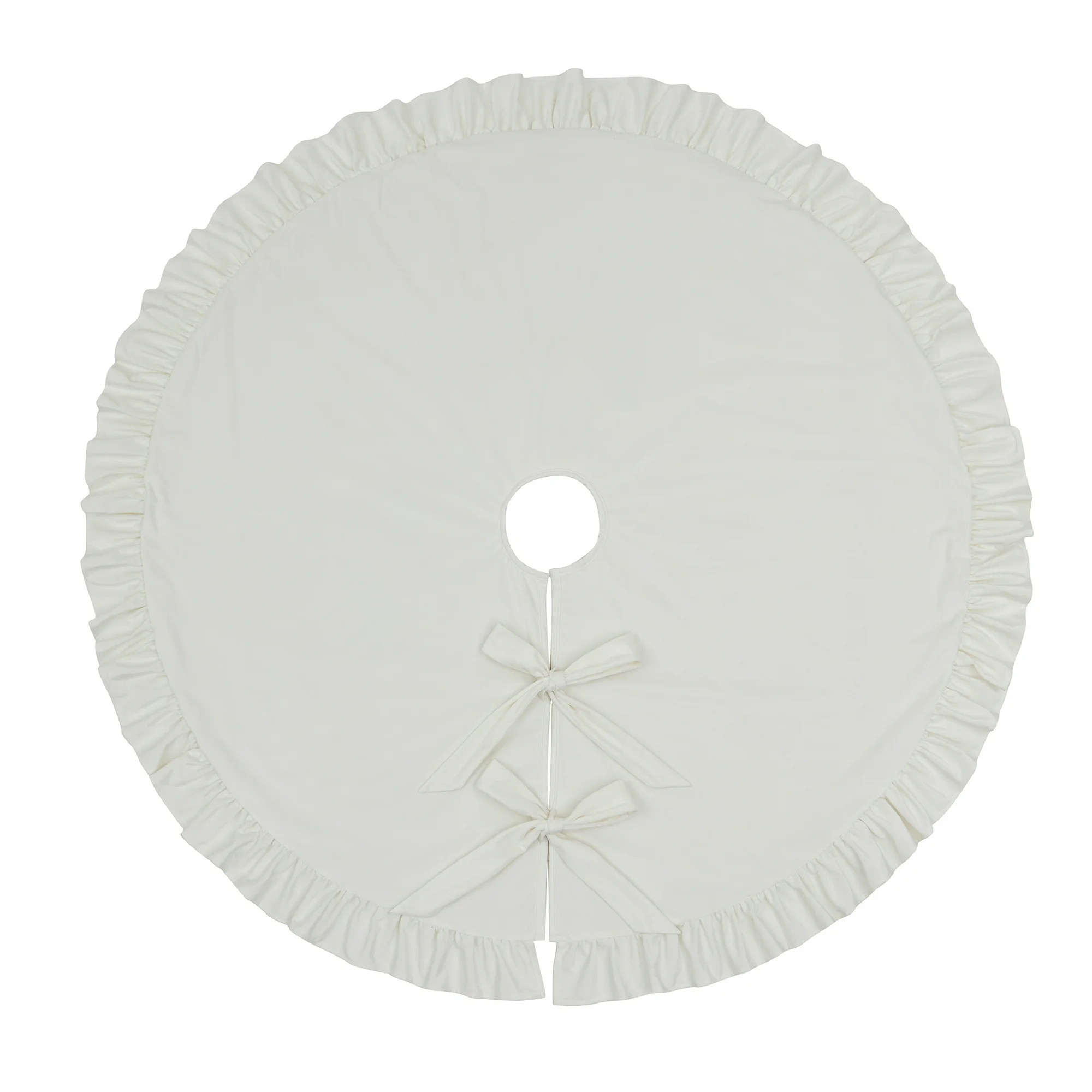 My Texas House Ruffle Ivory Velvet Christmas Tree Skirt, 52" | Walmart (US)