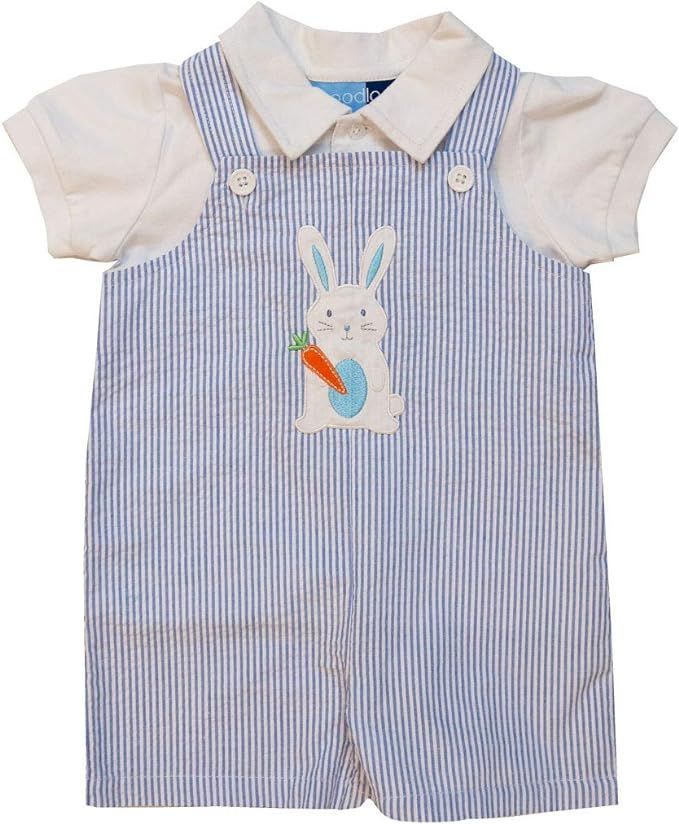 Good Lad Newborn/Infant Boys Seersucker Shortall Sets with Easter Bunny Appliques | Amazon (US)