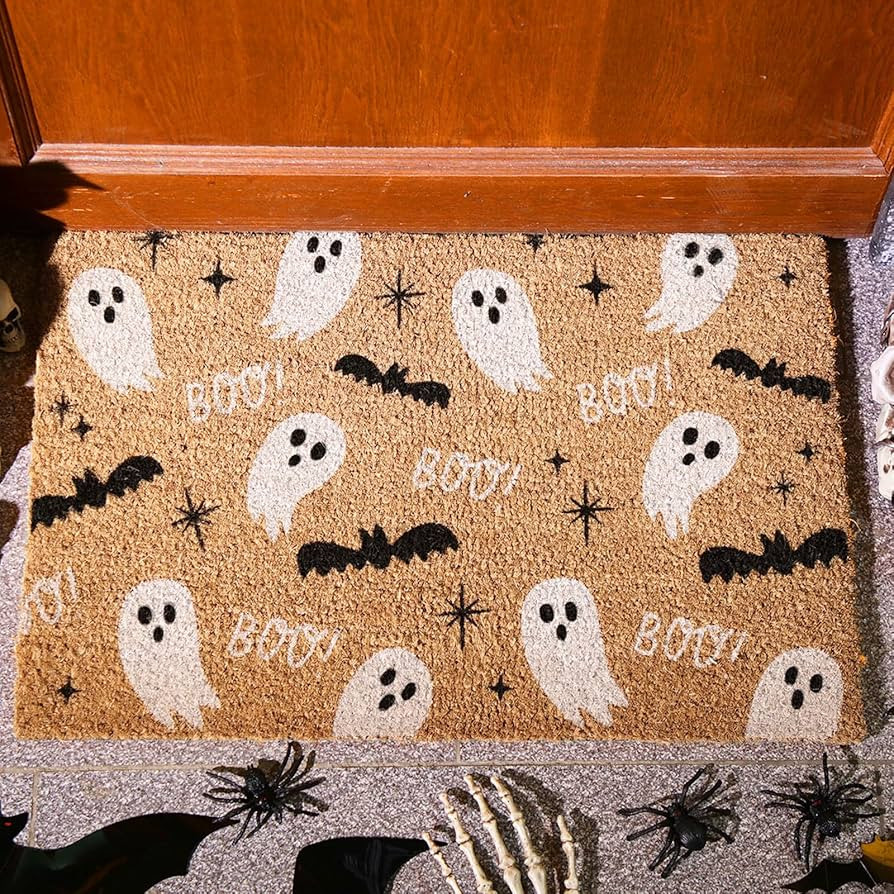 Ceenna Halloween Doormat Coir Ghost Bat Welcome Doormat Funny Halloween Boo Ghost Door Mat with A... | Amazon (US)