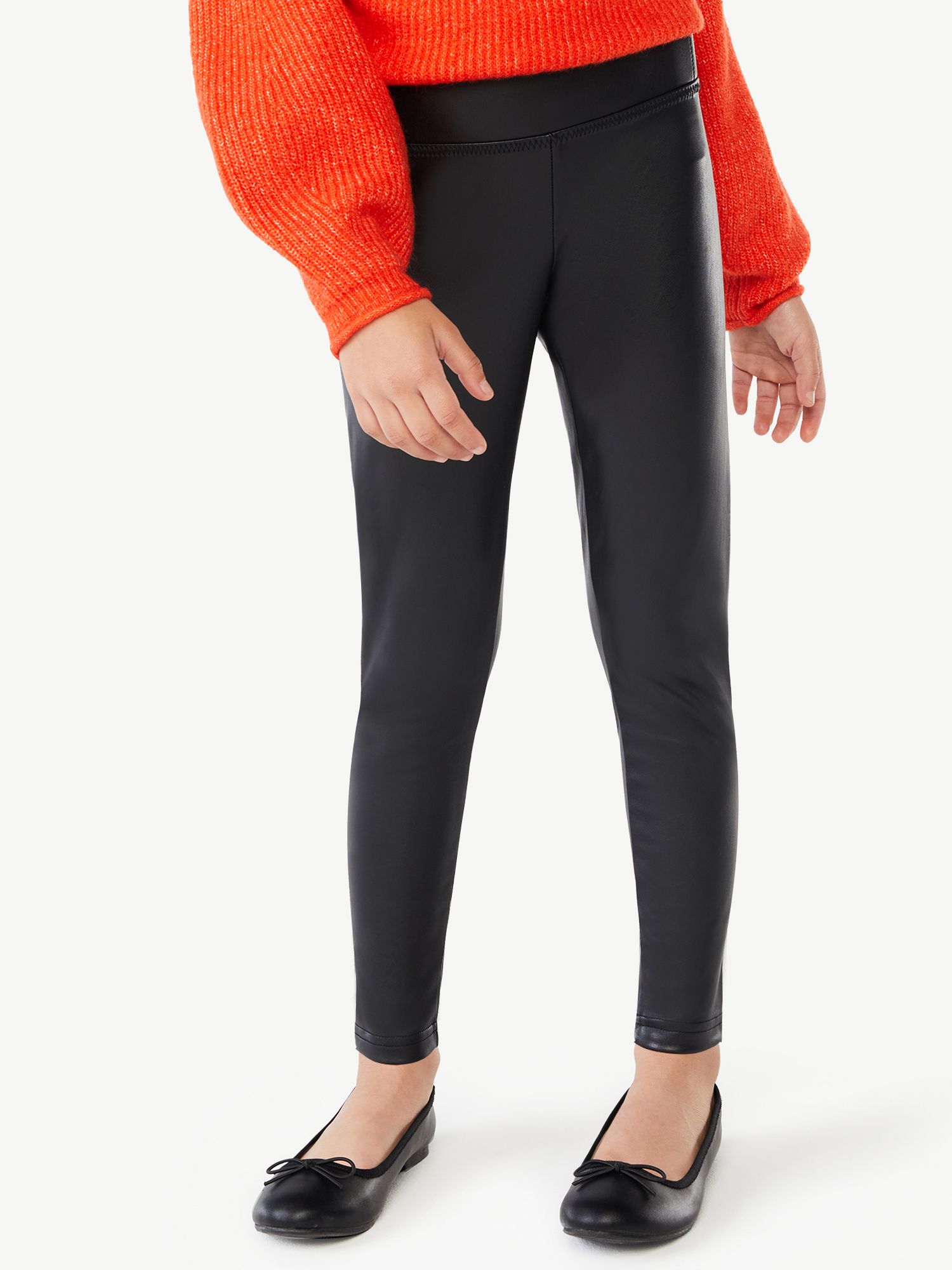 Scoop Girls Faux Leather Stretch Leggings, Sizes 4-12 - Walmart.com | Walmart (US)