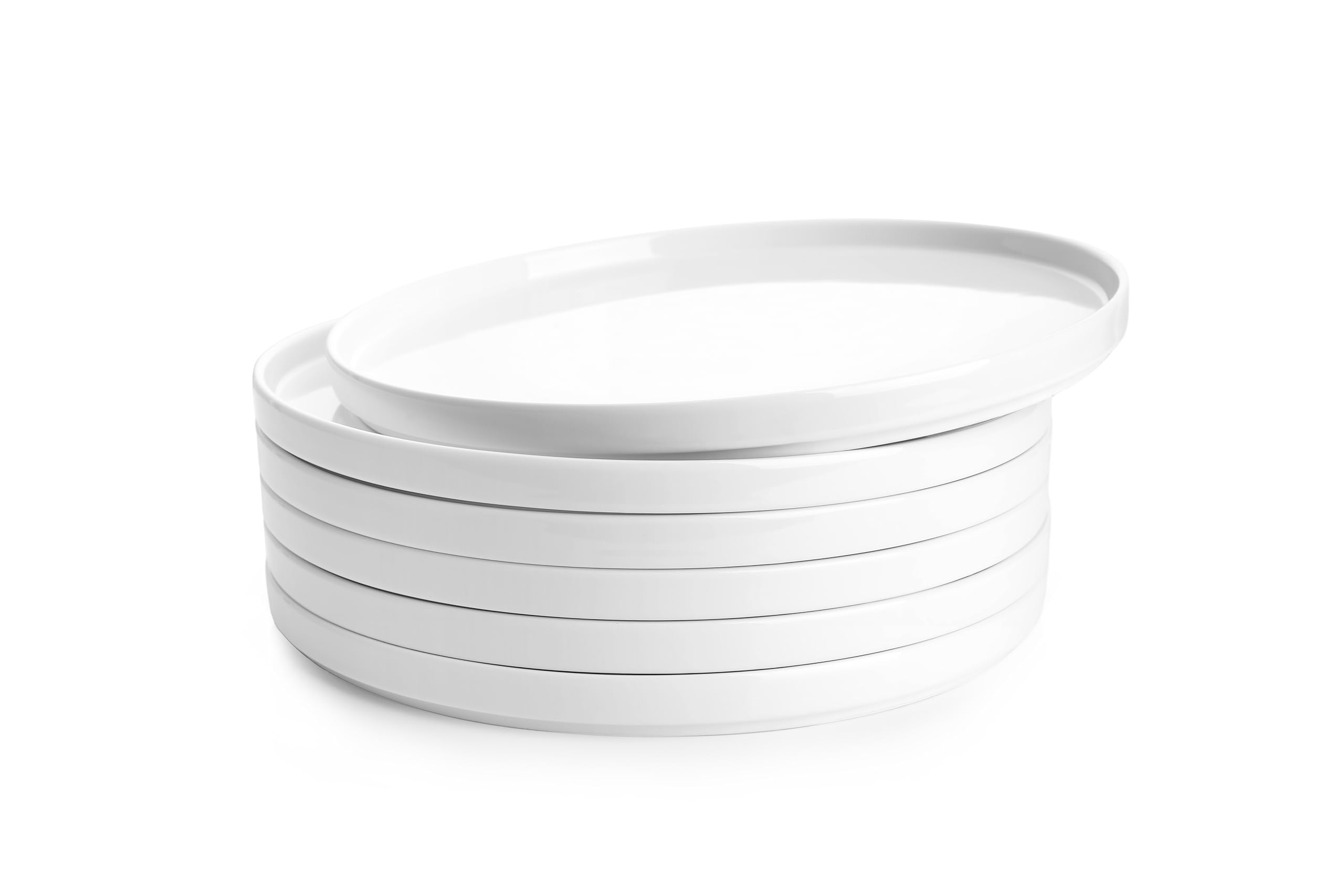 Sweese Porcelain Flat Dinner Plates Set of 6, 10.5 Inch High Edge Dish Set - Dishwasher, Microwav... | Amazon (US)