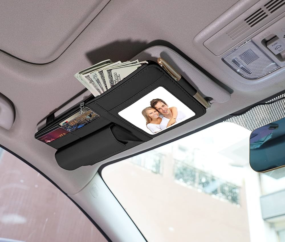 KEQMILAD 2 Packs Car Visor Organizer, Sunvisor Organizers with Photo Frame and Sunglasses Holder,... | Amazon (US)