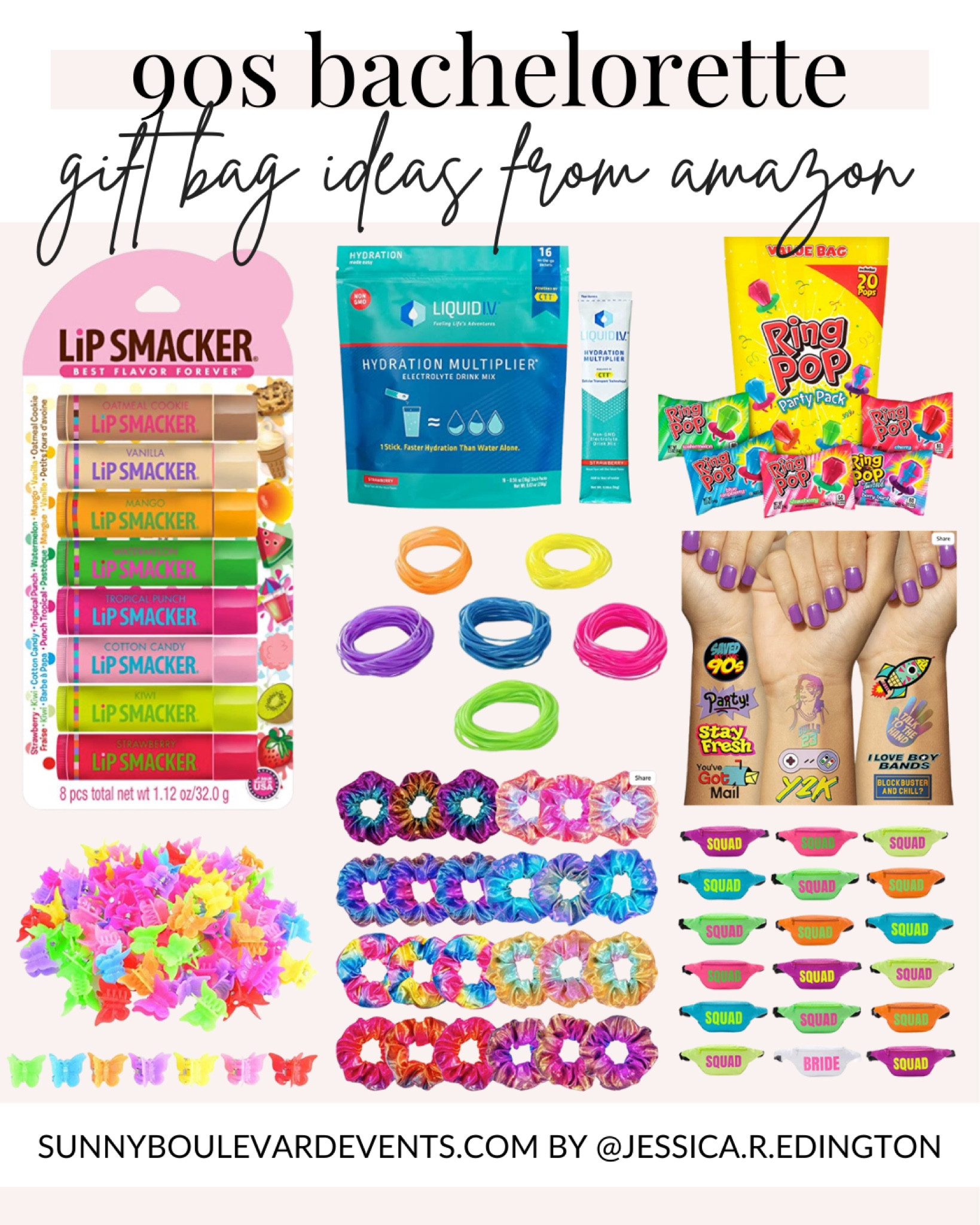 Planning a Bach to the 90s bachelorette party? I pulled together the best small gift and favor ideas for a 90s bachelorette for your Hangover Recovery Kit bags or Oh Shit Kits at a 1990s throwback party. Featuring all the retro and nostalgic vibes, you can have unique and fun bachelorette party favors to include in your thank you gift bags for bridesmaids, maid of honor, bride, bach party, etc. at a 90s theme party with these Amazon finds! 

Amazon fashion, amazon deals, amazon must haves, amazon favorites, amazon finds, amazon faves, found it on amazon, amazon influencer, 90s bachelorette party, 90s theme party, retro party, retro bachelorette, nineties party, 90s baby, 90s bride, 90s bach, bach to the 90s, 90s birthday, 30th birthday party, 90s throwback, y2k party, millennium party, colorful 1990s outfits

#LTKunder50 #LTKwedding #LTKunder100