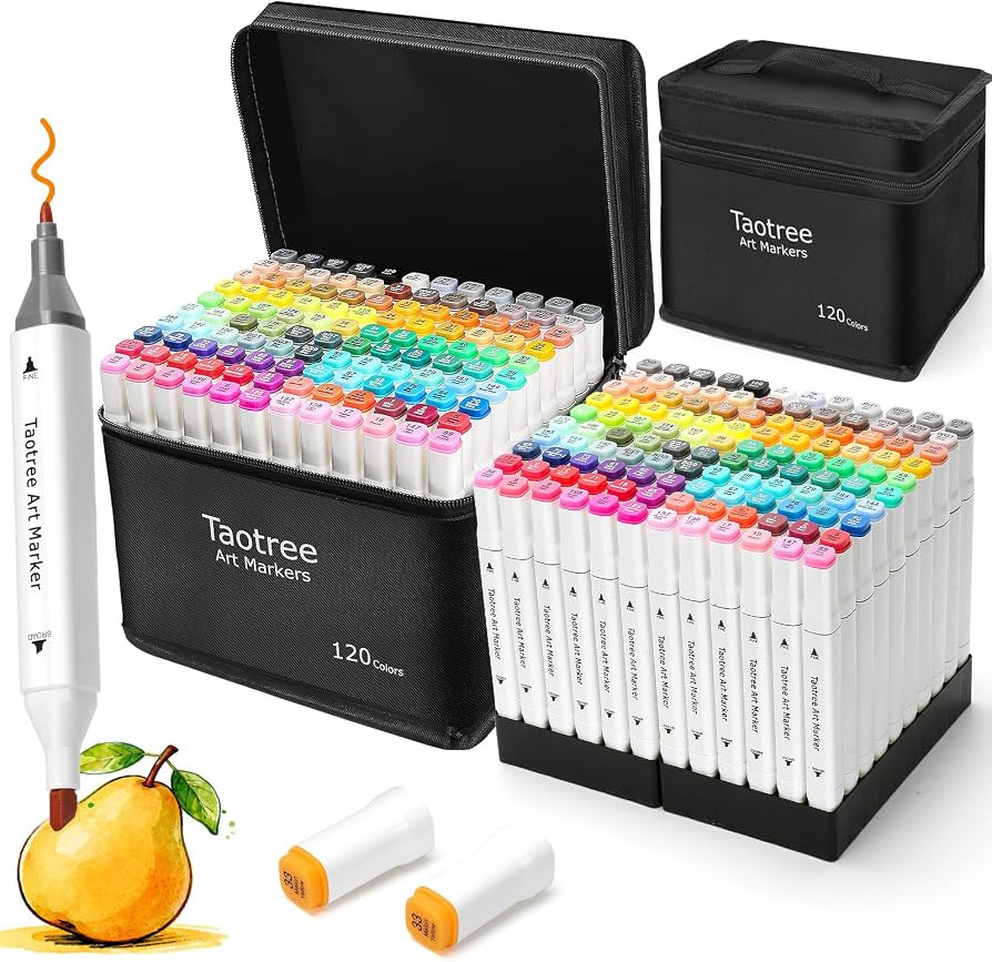 Taotree Alcohol Markers Set 120 Colors with Case & Holders, Dual Tips Art Coloring Markers Pens, ... | Amazon (US)