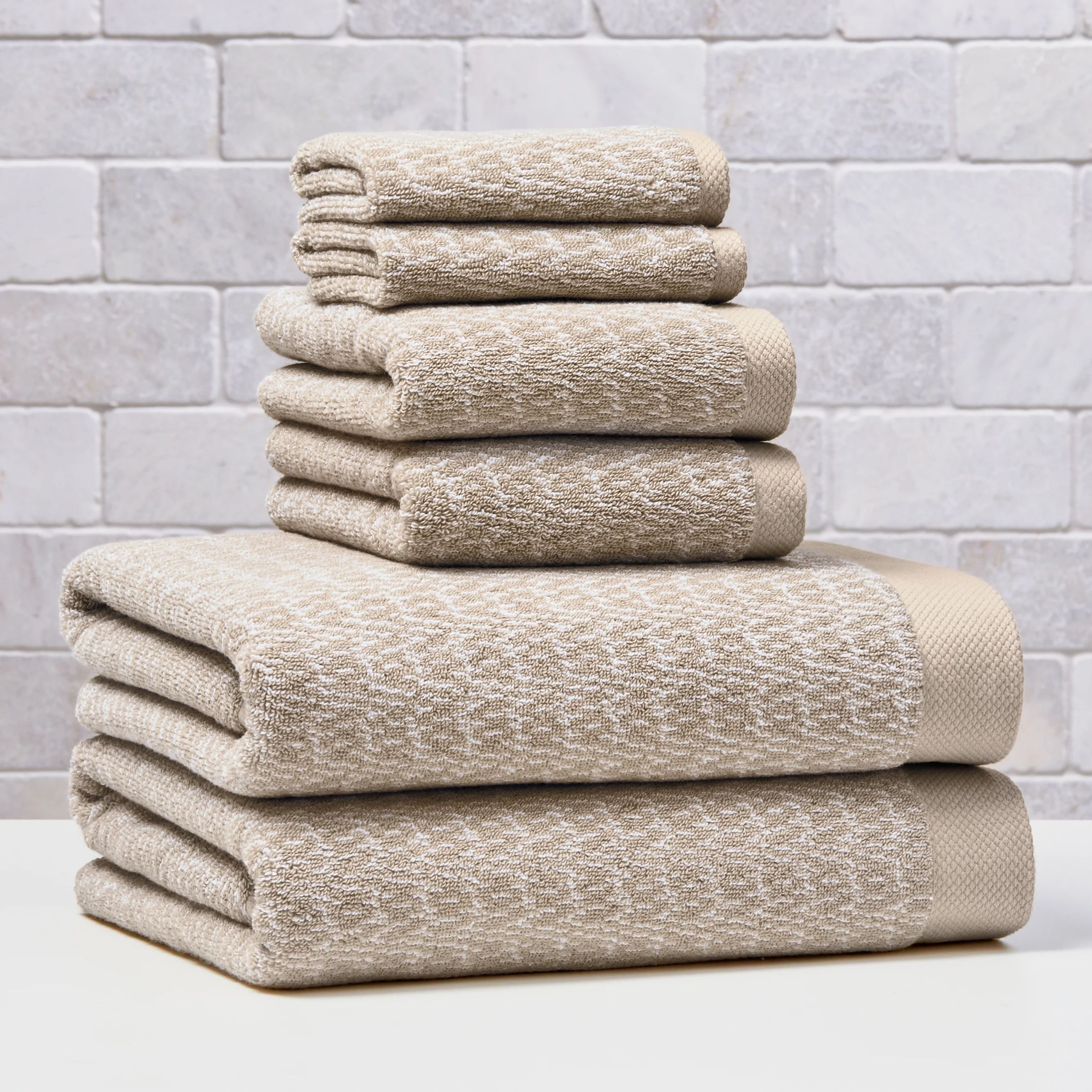 Better Homes & Gardens Signature Soft Melange 6 Piece Towel Set,Almond Biscuit | Walmart (US)