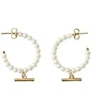 Lucky Brand Pearl Beaded Hoop Earrings,Gold,One Size | Amazon (US)
