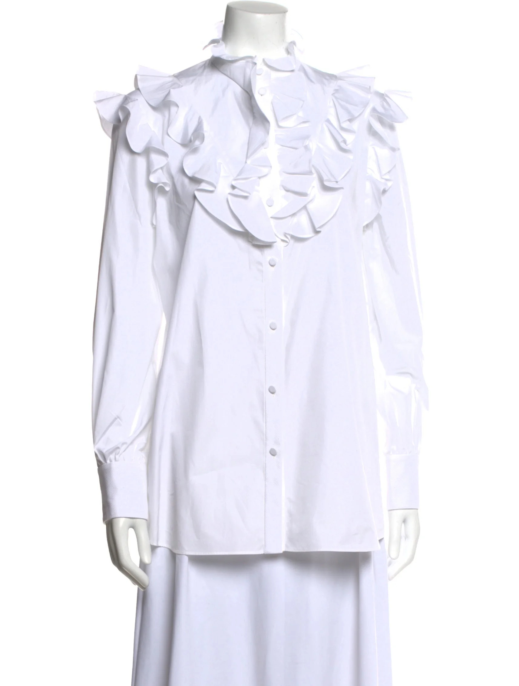 Mock Neck Long Sleeve Button-Up Top w/ Tags | The RealReal