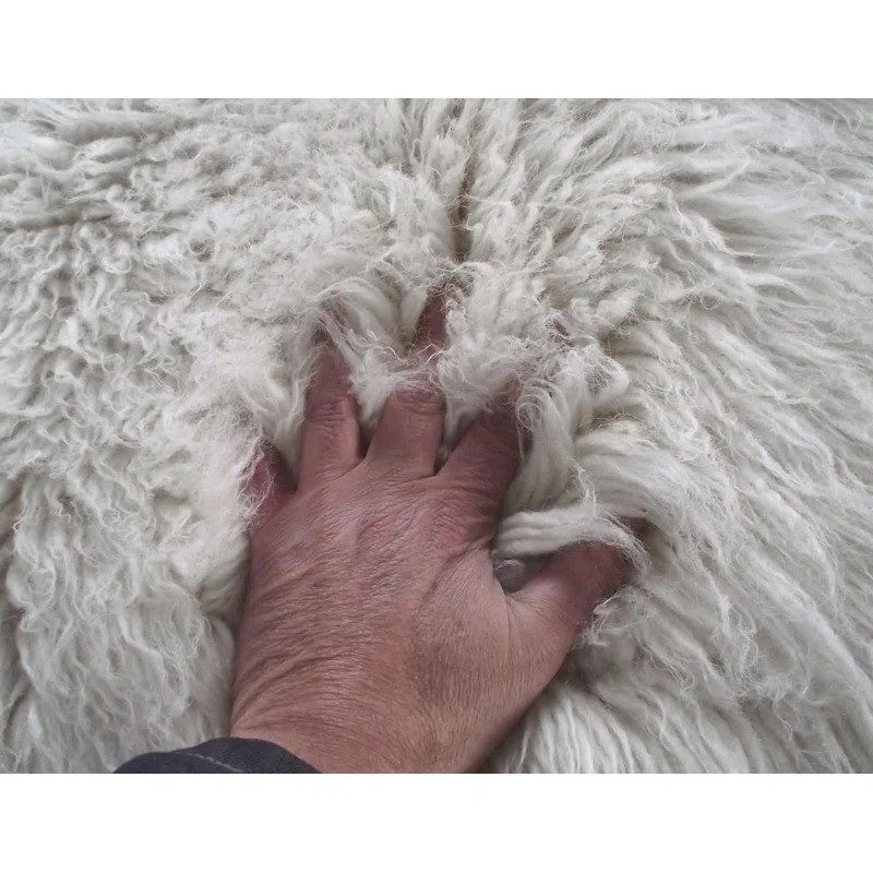 Stylish Greek Flokati Rug. Long 3.5” wool pile. Natural wool area rug. | Wayfair North America