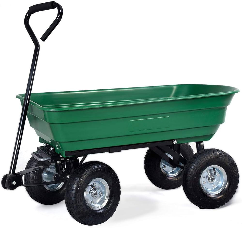 EAZYGOODS Garden Dump Cart 75L 300 kg Wheelbarrow Tipping Trolley Utility Truck Trailer Green | Amazon (UK)
