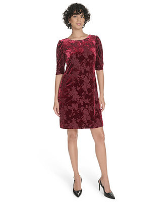Women's Short Ruched Sleeve Velvet Dress | Macy's