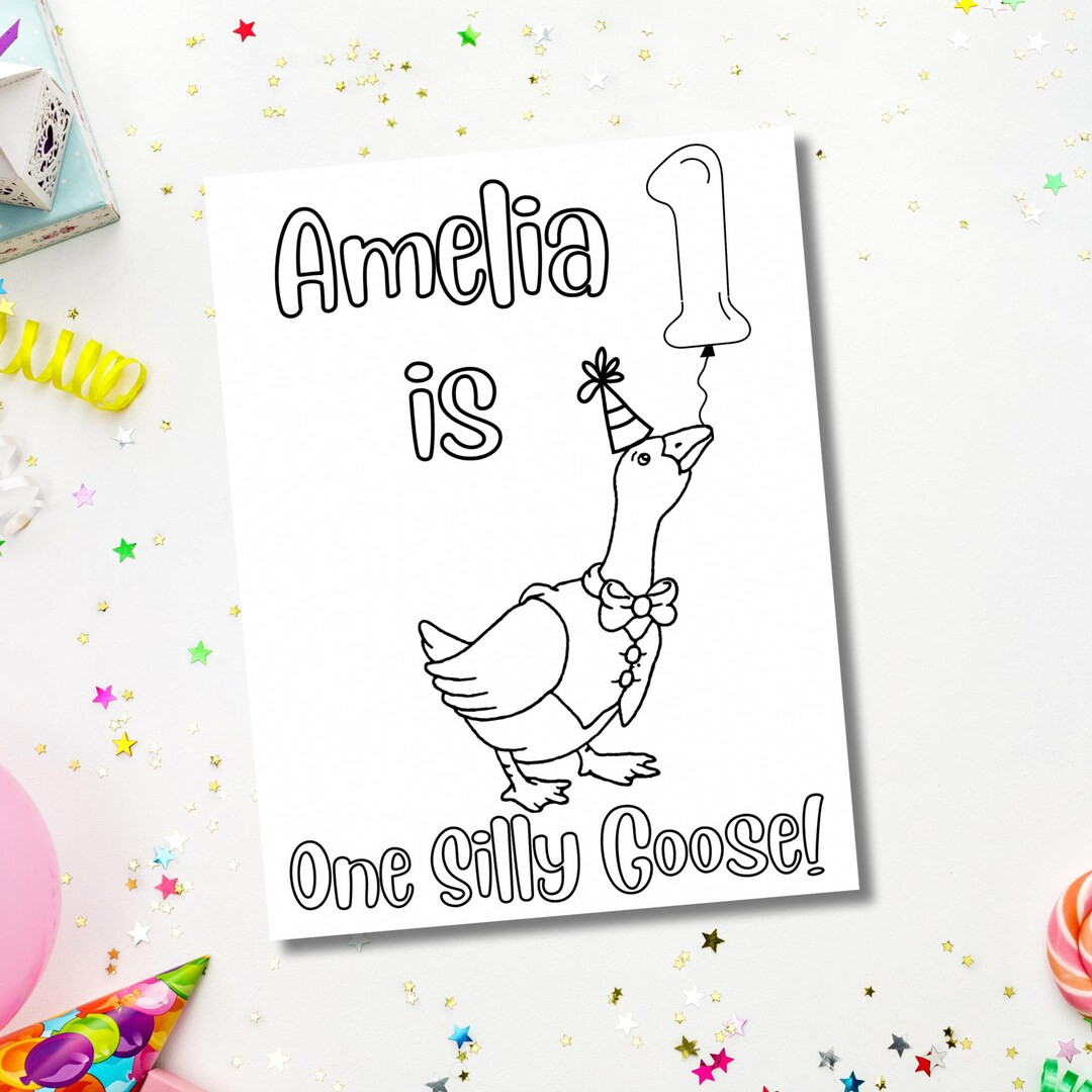 One Silly Goose Birthday Supplies, Birthday Party Activity Sheet, One Silly Goose Coloring Page, ... | Etsy (US)