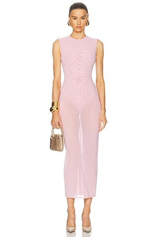 Sleeveless Power Mesh Midi Dress | FWRD 