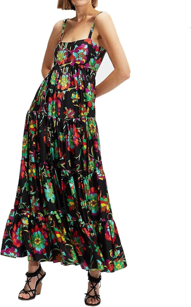 Women Boho Maxi Cami Dress Graphic Spaghetti Strap Long Dress Floral Backless Flowy Sundress Summ... | Amazon (US)