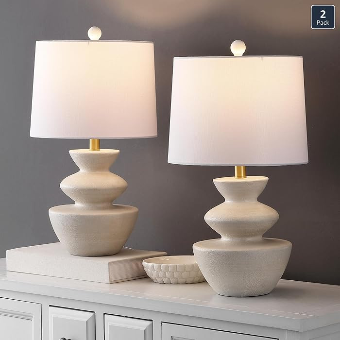 SAFAVIEH Lighting Collection - Jorden White Resin Table Lamp Set of 2, 22" Modern Decorative Acce... | Amazon (US)