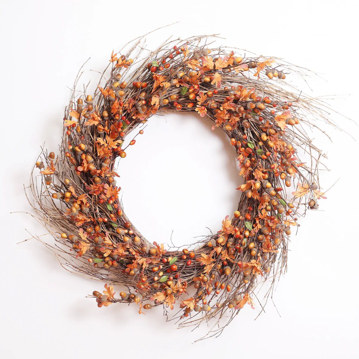 Acorn & Fall Leaves Front Door Twig Autumn Wreath - Available in Two Sizes | Darby Creek Trading