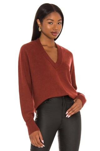 Equipment Madalene V-Neck Sweater in Burnt Henna from Revolve.com | Revolve Clothing (Global)