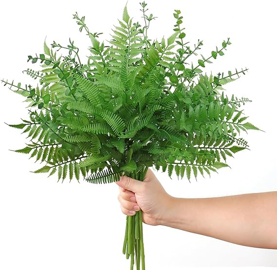 Mixed Eucalyptus Leaves Stems 12PCS, Artificial Plants Boston Fern Fake Branches Faux Shrub Bushe... | Amazon (US)