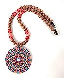 Boho Wooden Bead Necklace with Wooden Pendant (Brown, Blue, Red) | Amazon (US)