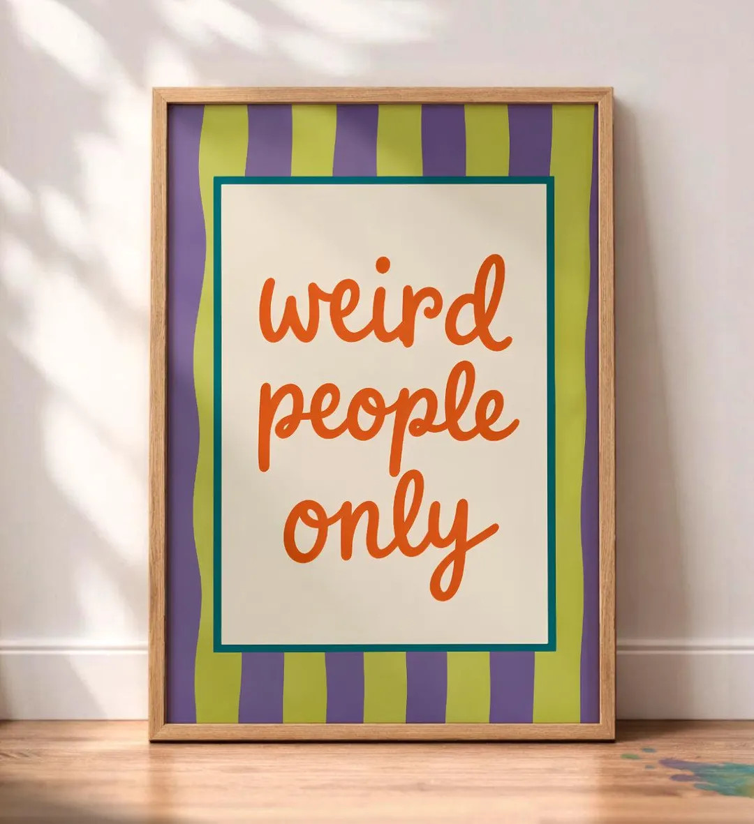 Weird People Only Print | Retro Typography Wall Art | Colourful Eclectic Decor | Etsy (Global)