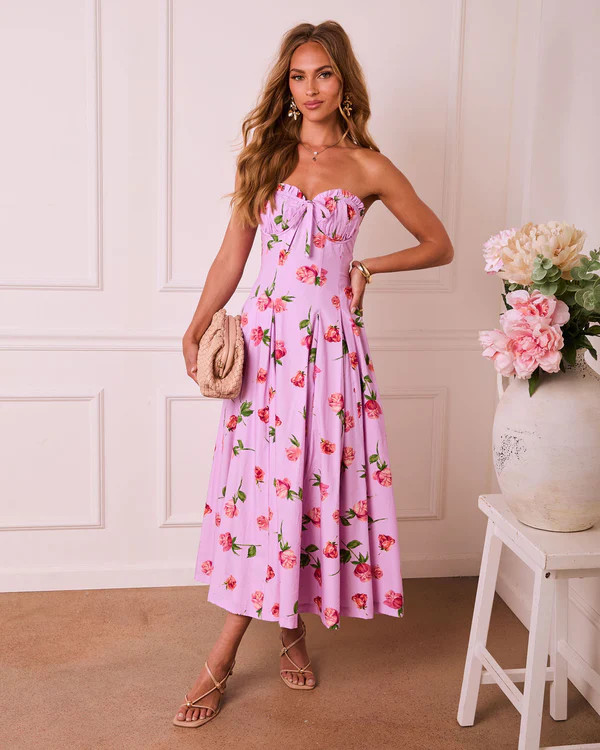 Petal Halo Strapless Floral Maxi Dress | VICI