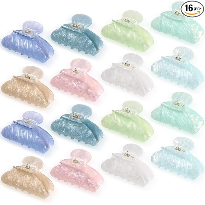 16 Pcs Large Acrylic Hair Claw Clips Bulk for Women Christmas Birthday Gift Fashion French Style ... | Amazon (US)