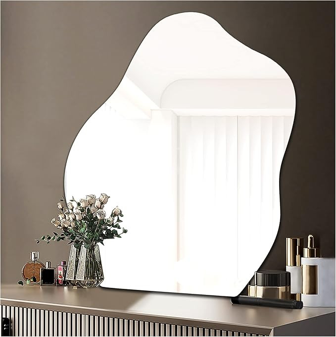 Sqinor Self Adhesive Irregular Mirror Frameless Glass Stick On Wall Mirror, Bathroom Mirror Decor... | Amazon (UK)