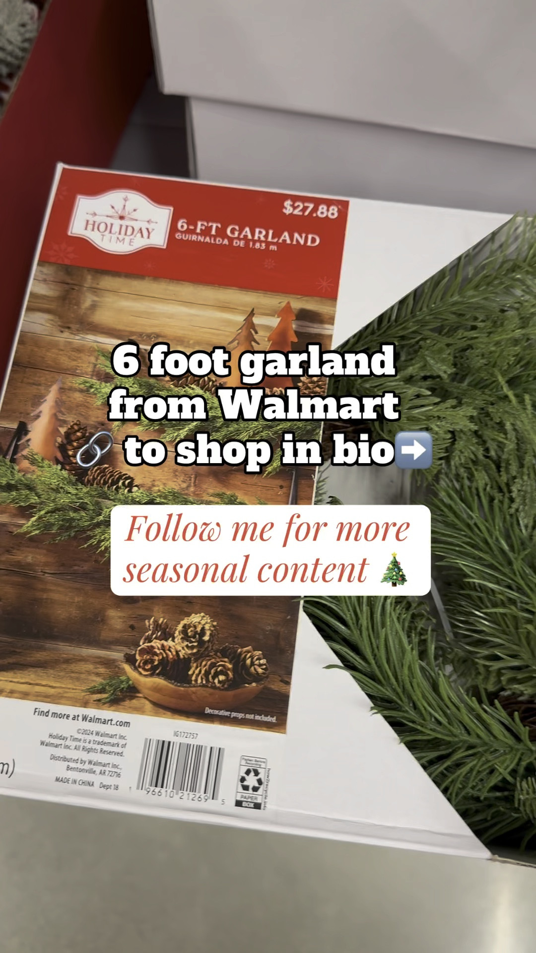 Walmart garland that goes viral and sells out every year is back in stock early!! This garland is full and so beautiful to layer with other garland you already own.

It has pinecones attached which add a cute little touch! I layered mine with garland from hobby lobby for a super plush look!

#christmas #christmasdecor #ltkholiday #christmastok #happyholidays #christmastree #christmascountdown #cozyvibes #viralchristmastree #christmas2024 #viralchristmasdecor 
#walmartchristmas #iywyk
#traditionalvintagechristmasdecor
#christmascozyaesthetic
#christmascozyvibes
#vintagecozychristmas
#christmas2024trends

#LTKVideo #LTKSeasonal #LTKHome