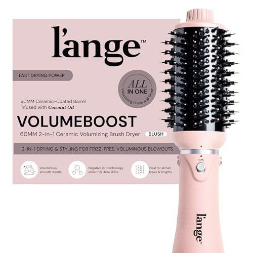L'ANGE HAIR VolumeBoost 60mm 2-in-1 Ceramic Volumizing Brush Dryer | Fast Drying & Styling for Frizz-Free, Voluminous Blowouts | Ceramic-Coated Barrel (Blush) | Amazon (US)