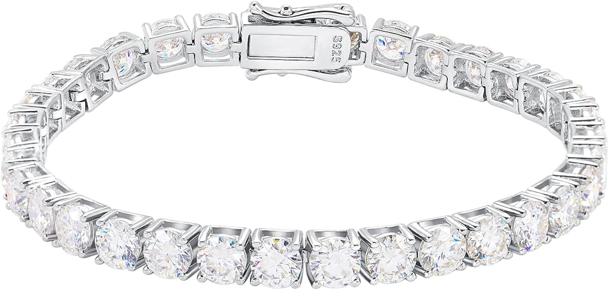 Gem's Beauty moissanite tennis bracelet 18k white gold plated 925 silver 3-6.5mm D Color VVS1 Rou... | Amazon (US)