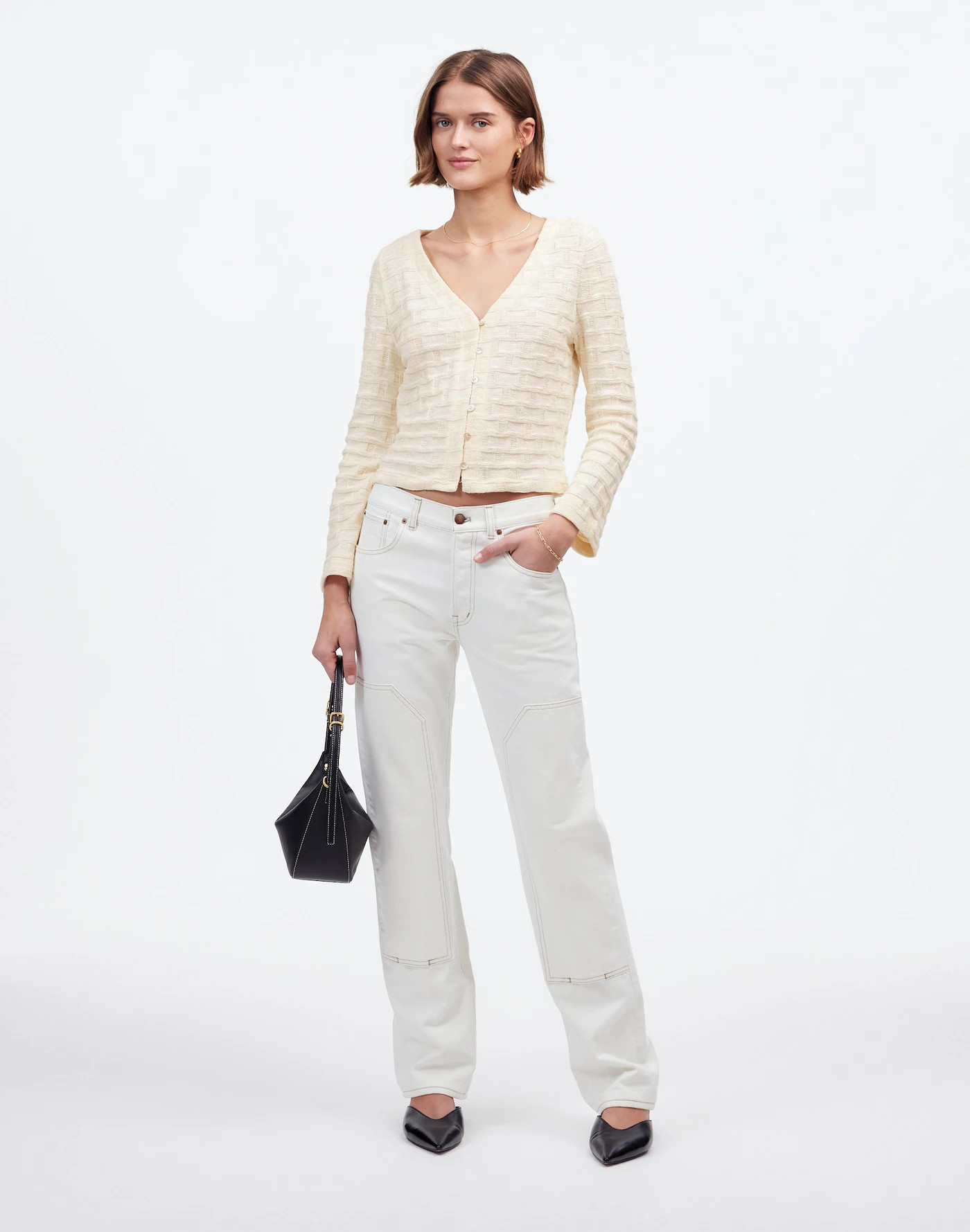 Basket-Weave Stitch Bell-Sleeve Sweater Tee | Madewell | Madewell