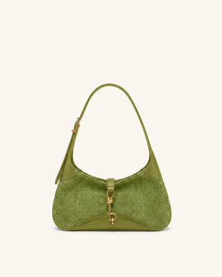 Juliette Faux Suede Key Charm East-West Shoulder Bag - Green Croc | JW PEI US