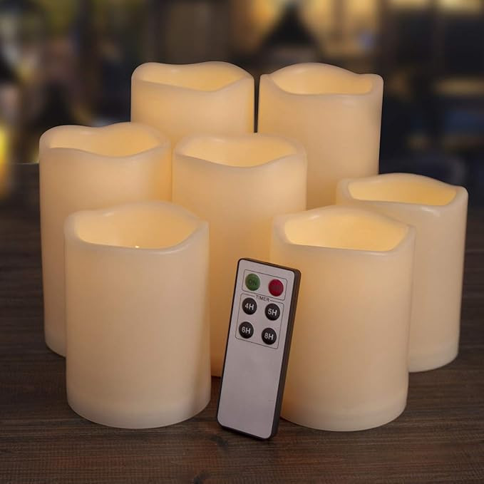 Flameless Candles, Led Candles ,Battery Operated Candles Electric Set of 7(H 4"4"4"5"5"6"6" x D 3... | Amazon (US)