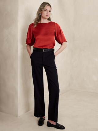 Cropped Lantern-Sleeve Blouse | Banana Republic Factory