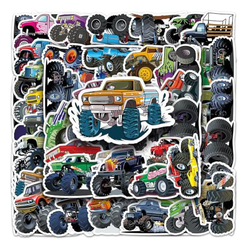 50Pcs Monster Trucks Stickers Waterproof Vinyl Decals for Adult Teen Kids Cup Water Bottles Laptop Luggage Computer Mobile Phone Guitar Skateboard Decoration | Amazon (US)