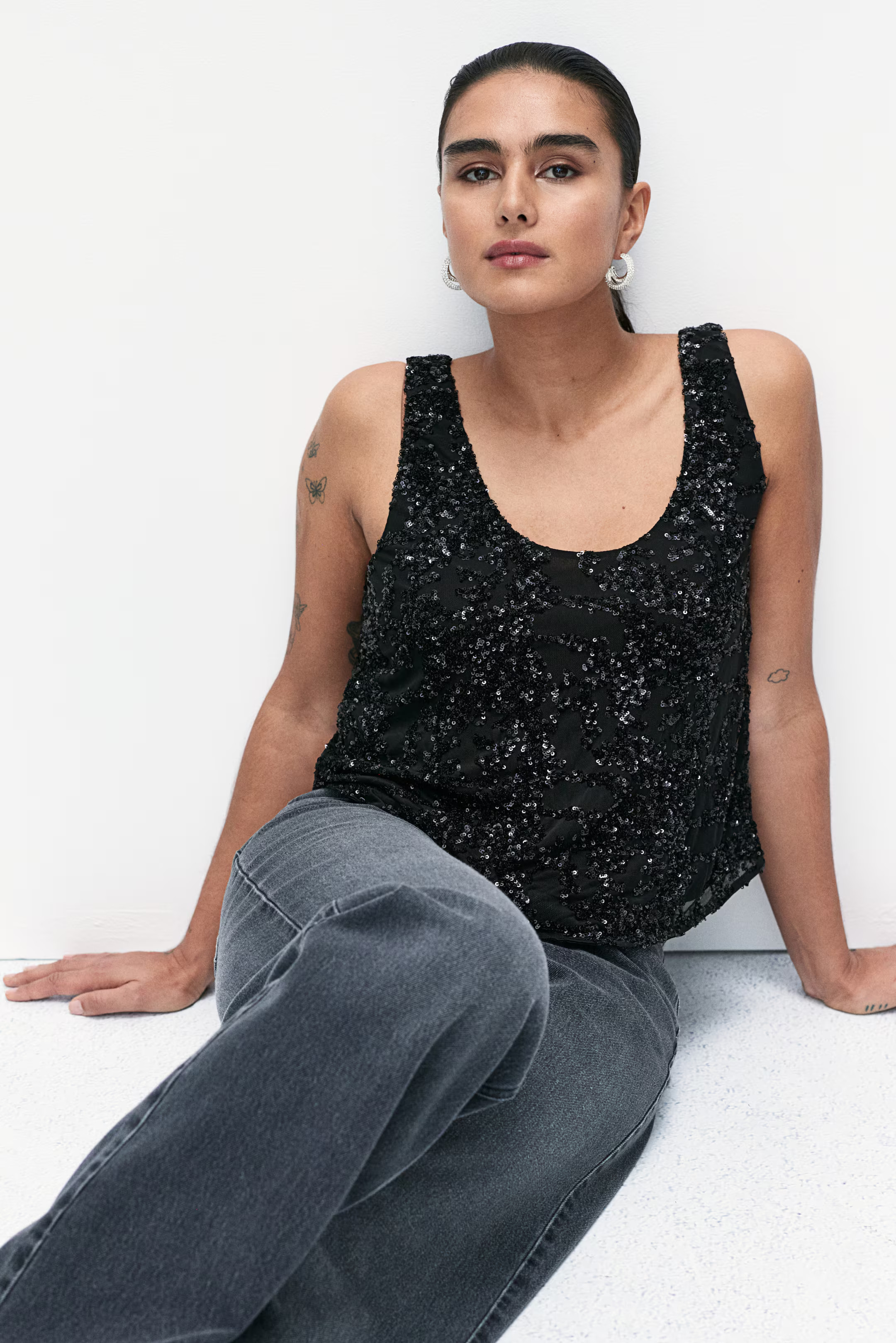 Tanktop met pailletten | H&M (DE, AT, CH, NL, FI)