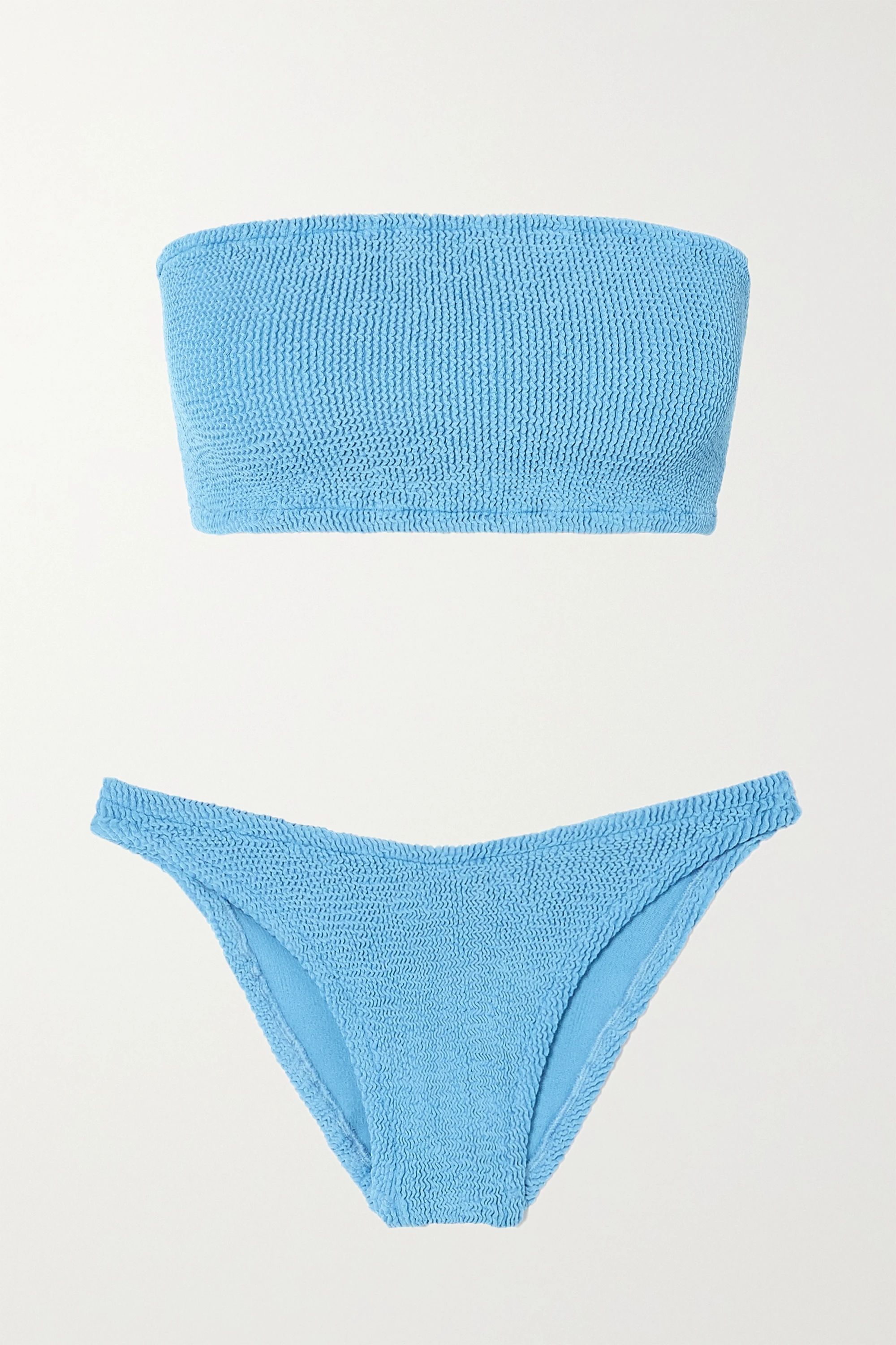 Blue + NET SUSTAIN Gabrielle seersucker bandeau bikini | Hunza G | NET-A-PORTER | NET-A-PORTER (US)