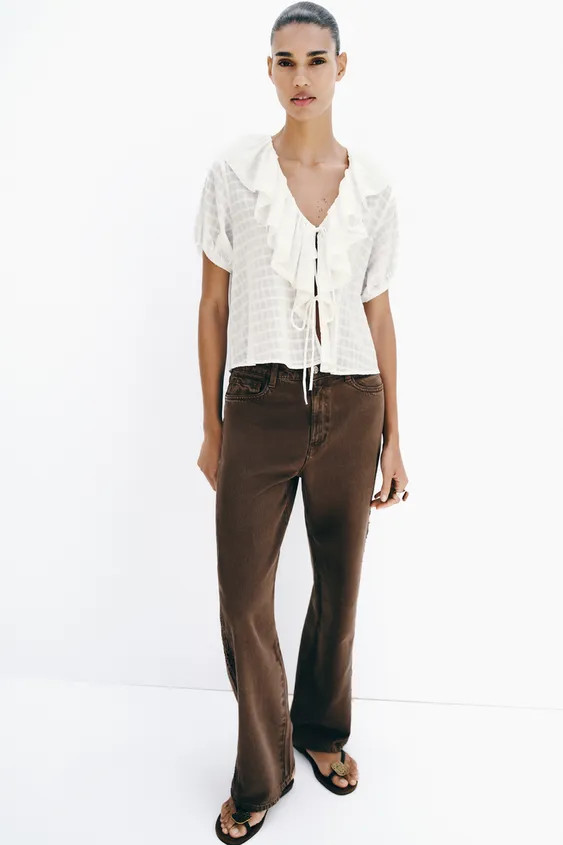 RUFFLED BLOUSE WITH BOWS | Zara UK