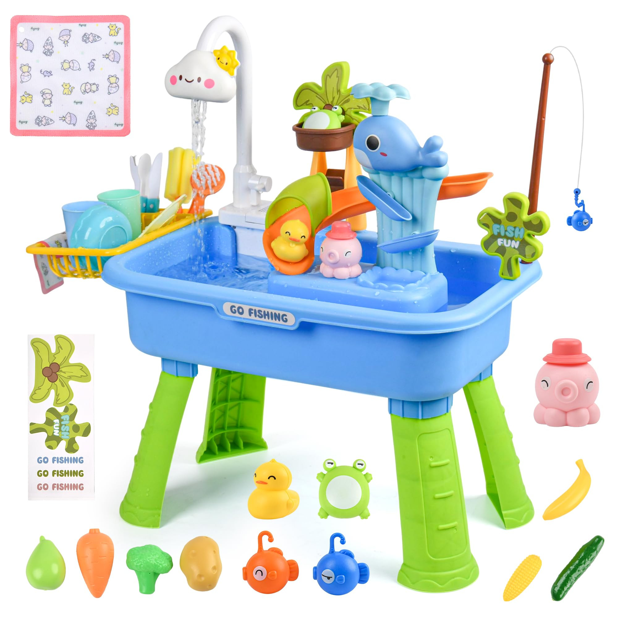 Upgraded Toddler Sand Water Table Toy with Electric Water Pump, Kids Sand Water with Faucet/Play ... | Amazon (US)