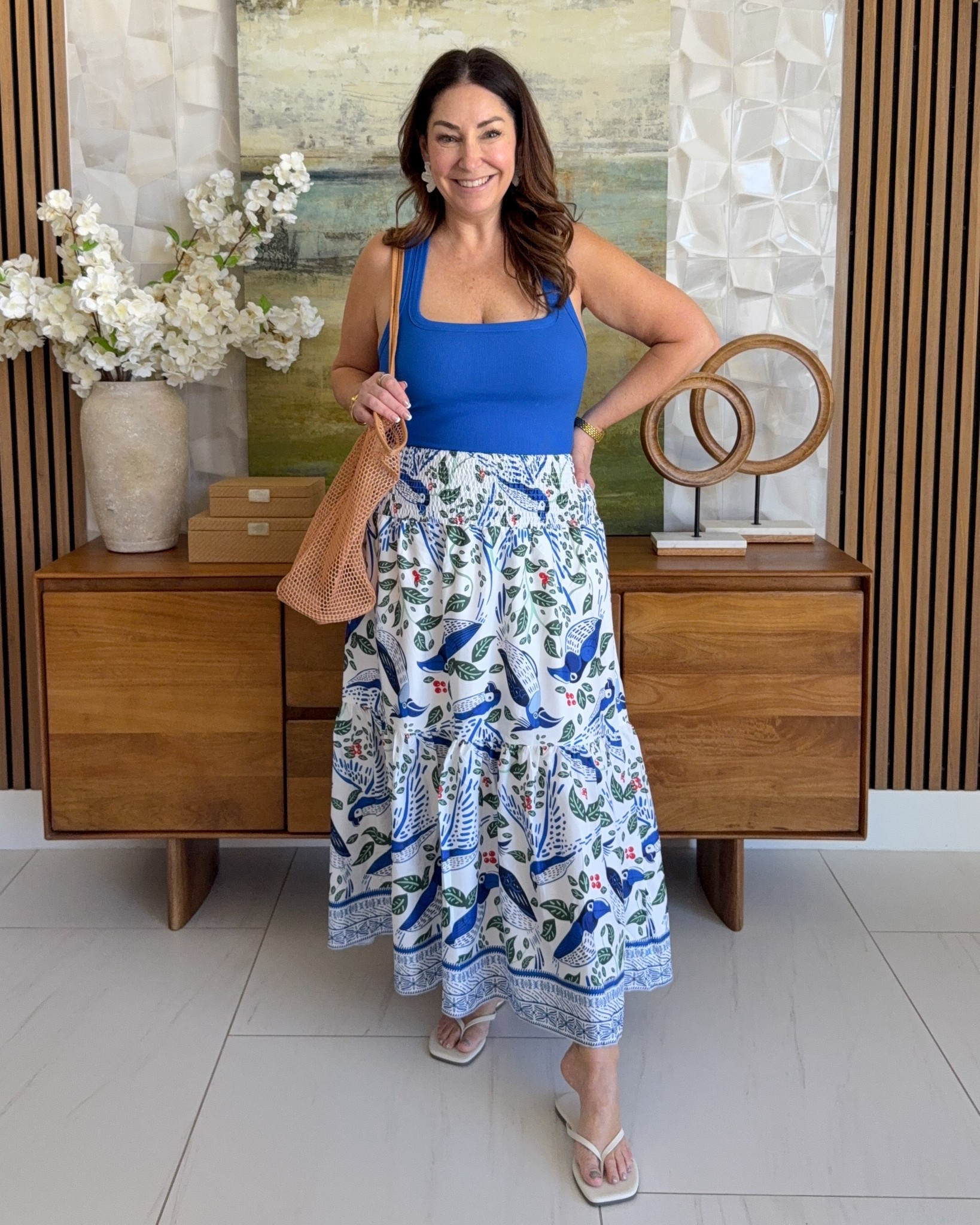 Amazon resort beach vacation outfit with tank that has shelf bra and cups. Skirt stretchy waistband making it great as a coverup or outfit. Wearing both in large. 

Linked similar jewelry - strapless bra wearing 38D runs true to size 


#LTKMidsize #LTKOver40 #LTKSeasonal