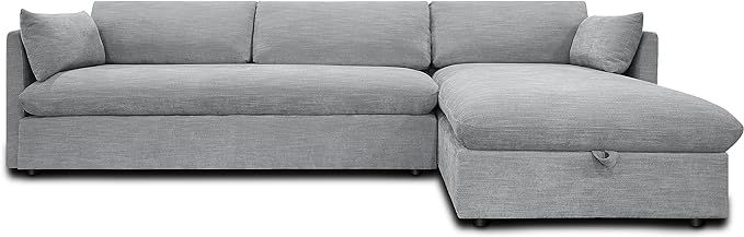 POLY & BARK Fabric Sofa, 117 inches, Dawn Grey | Amazon (US)