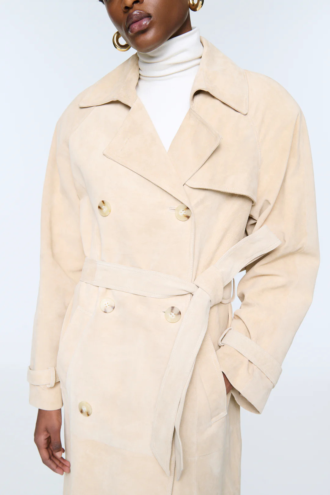Corrin Suede Trench Coat | DUCIE