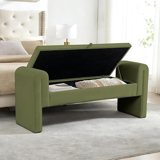 Velvet Storage Bench for Bedroom End of Bed, 60.5- inch Upholstered Button Tufted Ottoman Bench w... | Amazon (US)