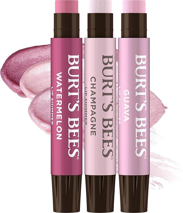Burt's Bees Christmas Gifts, Lip Shimmer Pink Collection, Tinted Lip Balm Stick, Moisturizing for... | Amazon (US)