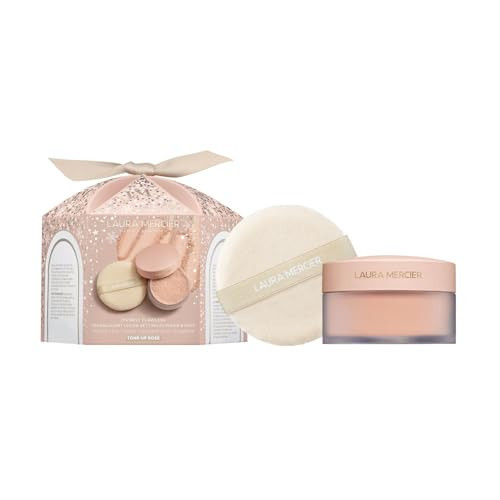 Laura Mercier Translucent Loose Setting Powder & Puff Set Divinely Flawless: 24 HR Shine Control, Soft Matte Finish, Long Lasting Wear, Best for Normal to Oily Skin, Tone-Up Rose | Amazon (US)