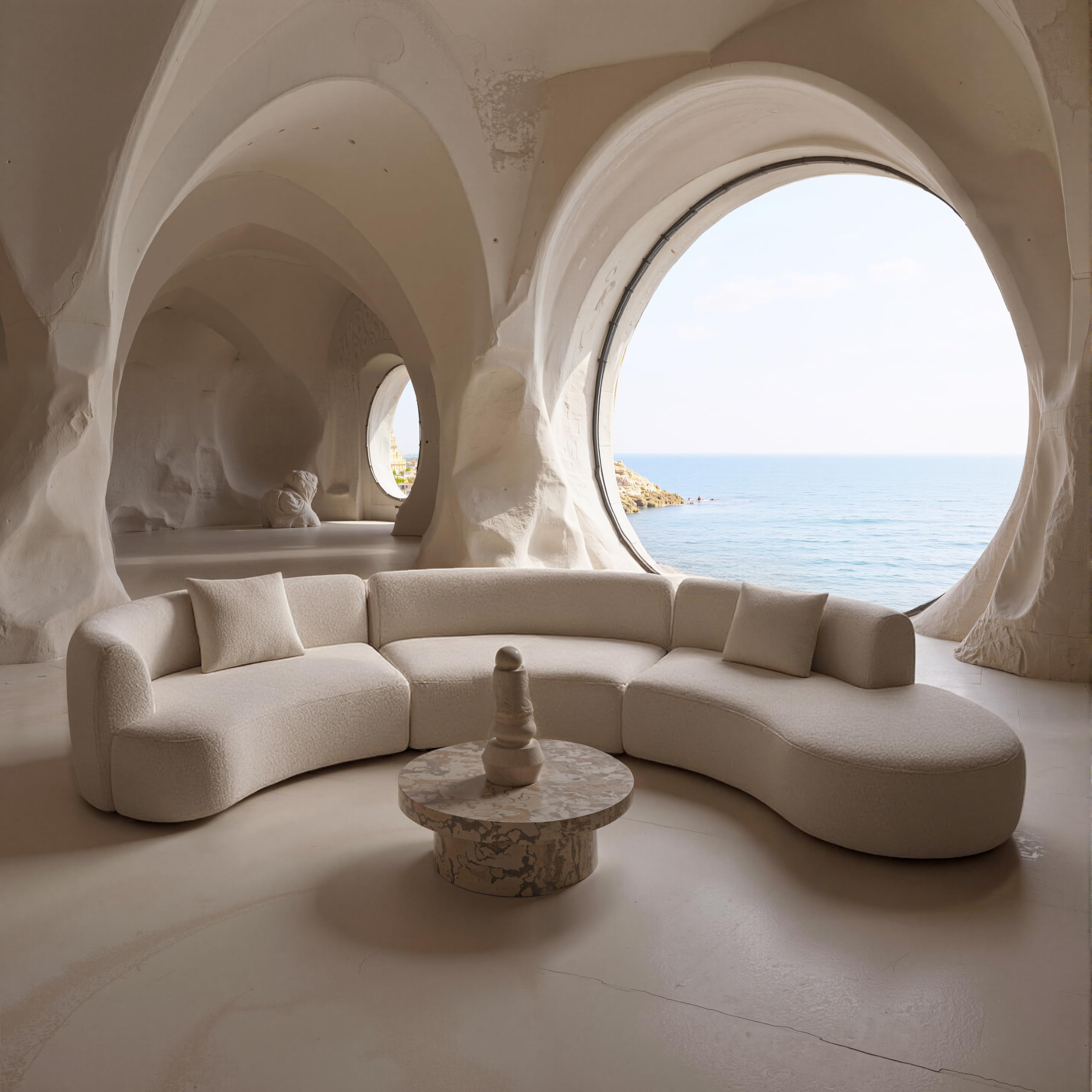 Acanva Modern Curved Sectional Living Room Couch, Minimalist Comfy Boucle Fabric Modular Sofa for... | Amazon (US)