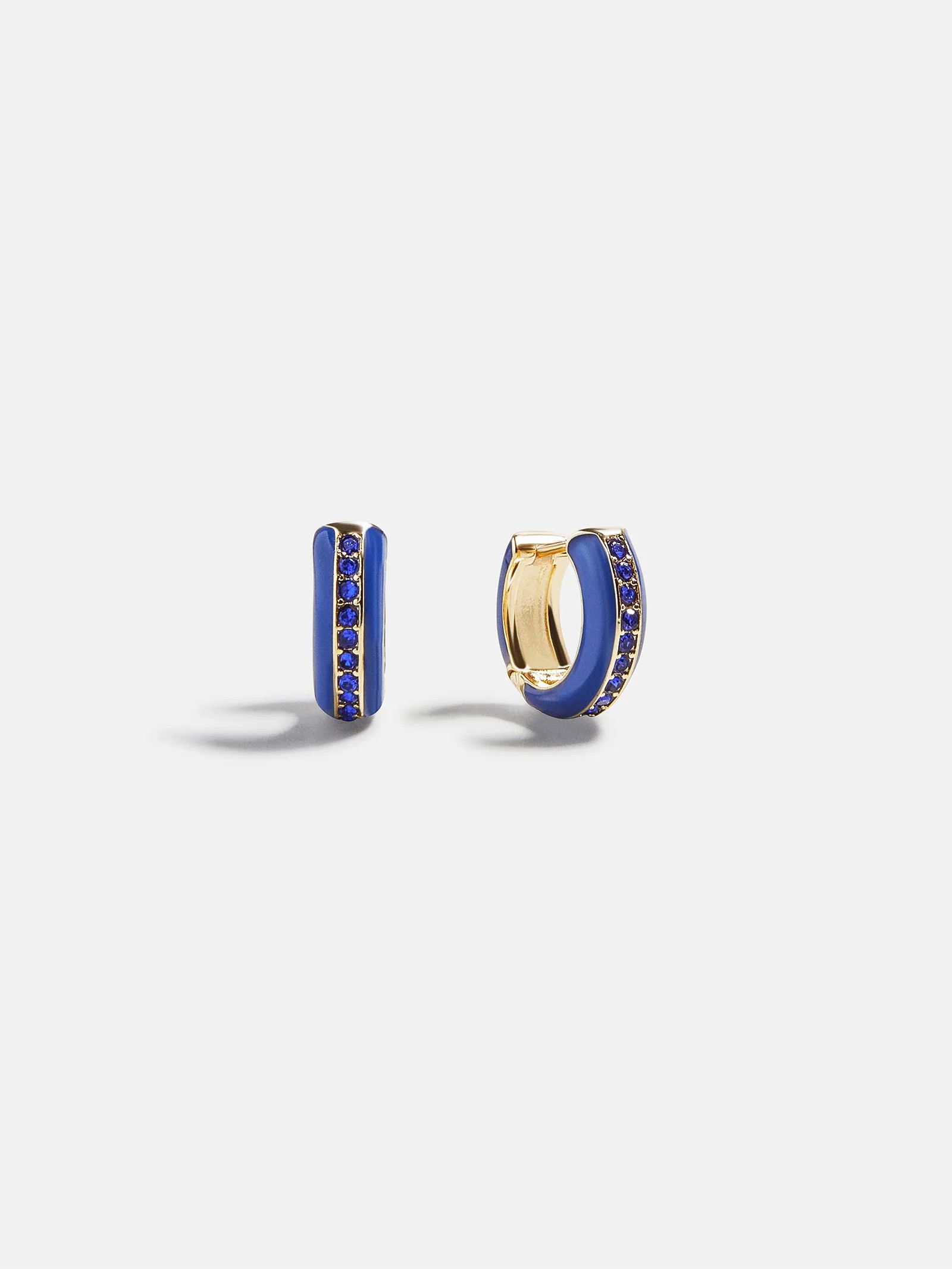 Game Day Enamel Huggie Earrings -  Blue | BaubleBar